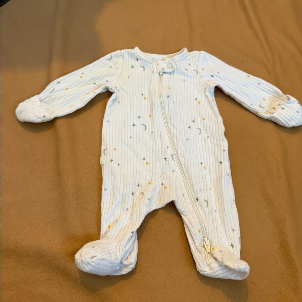 Carter's White Footie with Star and Moon Pattern